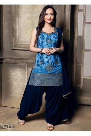 Dark Blue Georgette  Patiyala